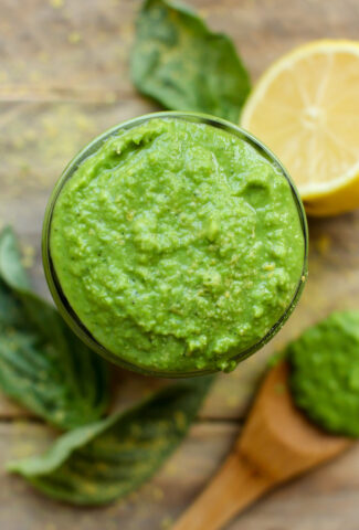 Low-Fat Cheesy Vegan Pesto - foodcrushes.com