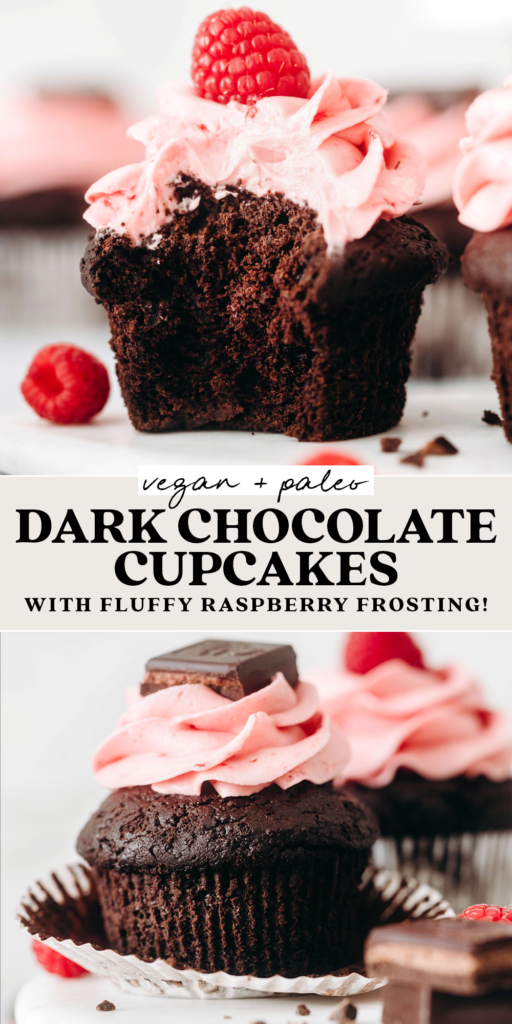 Raspberry Dark Chocolate Cupcakes (vegan + paleo)
