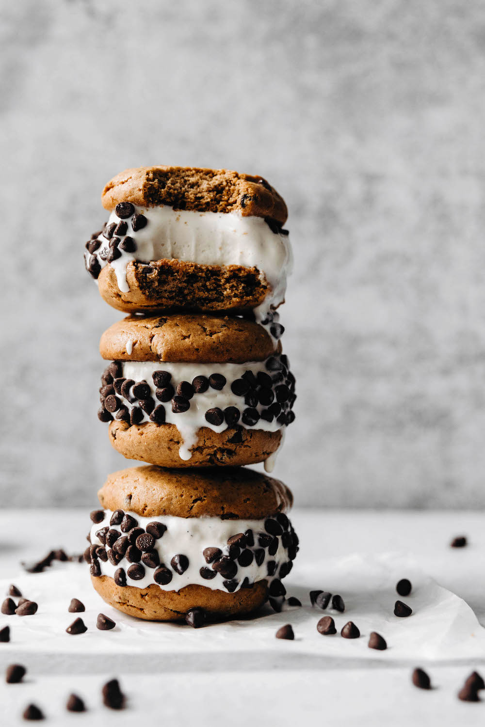 Tahini Chocolate Chip Ice Cream Sandwiches (vegan + grain-free)
