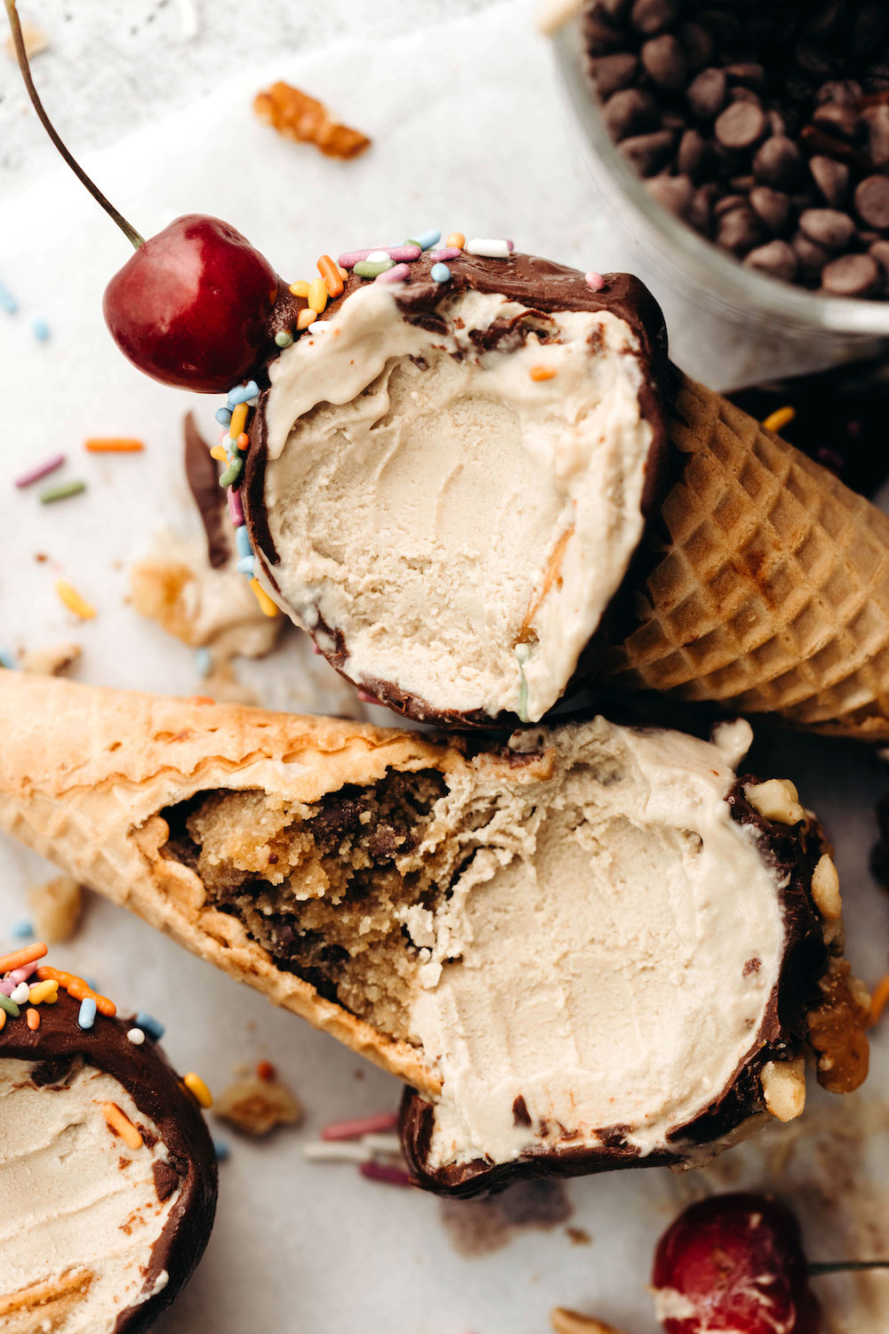 Cookie Dough Ice Cream Sundae Cones
