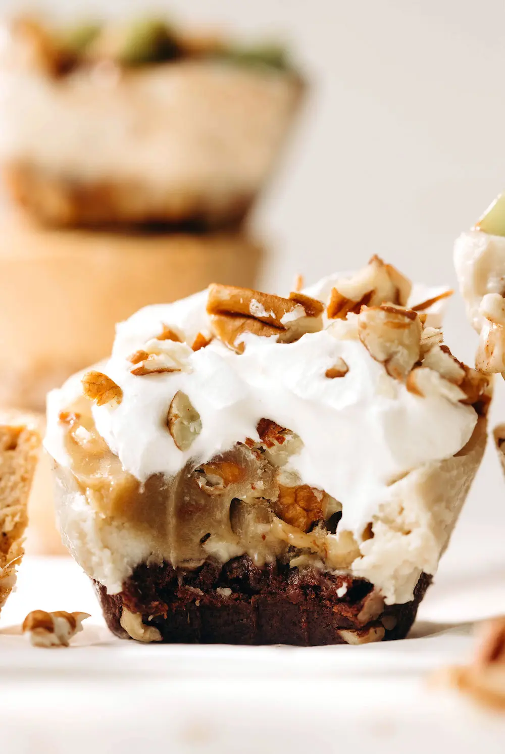 Caramel Pecan No-Bake Mini Cheesecakes