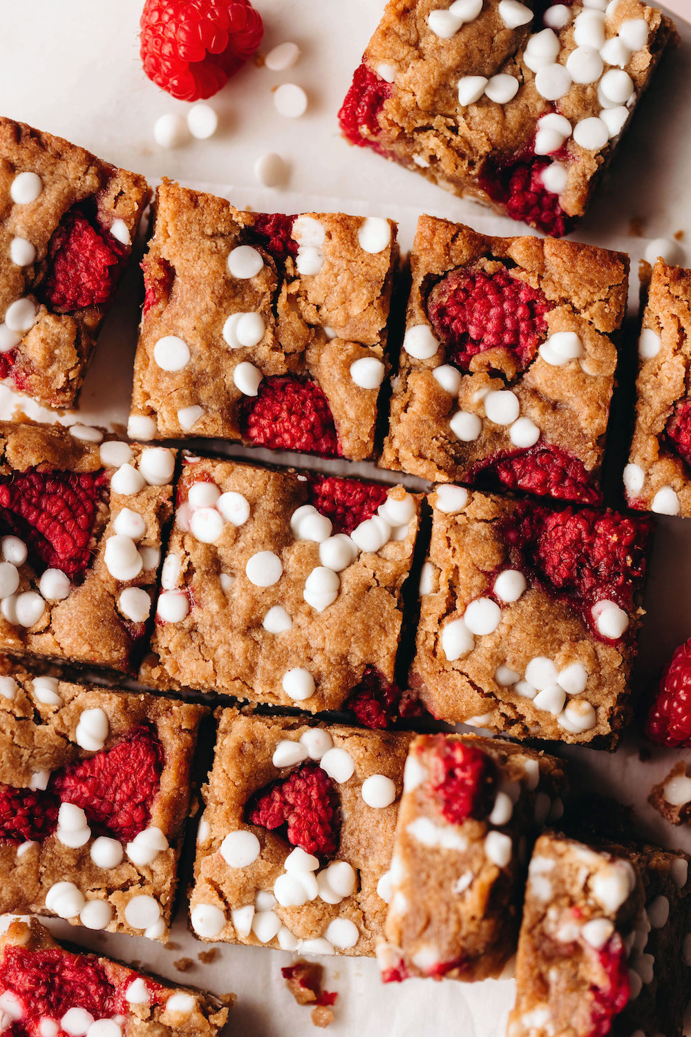 Raspberry White Chocolate Cookie Bars (vegan + gluten-free)