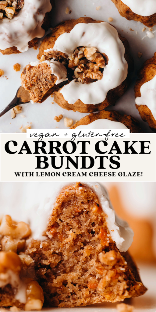 Healthy Carrot Bundt Cakes with Lemon Cream Cheese Glaze