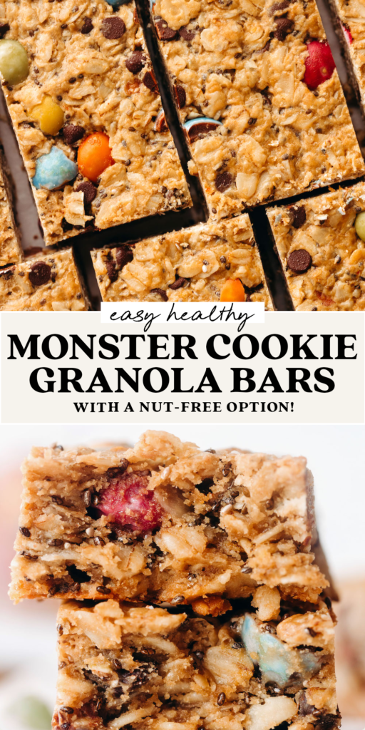 Monster Cookie Granola Bars (gluten-free, high-protein, nut-free option!)