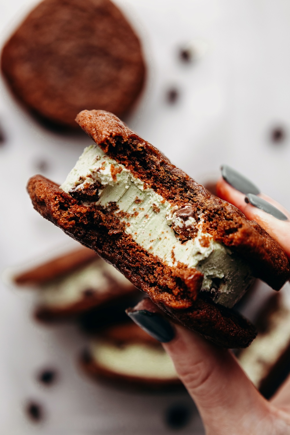 Mint Chocolate Chip Ice Cream Sandwiches (gluten-free + dairy-free)