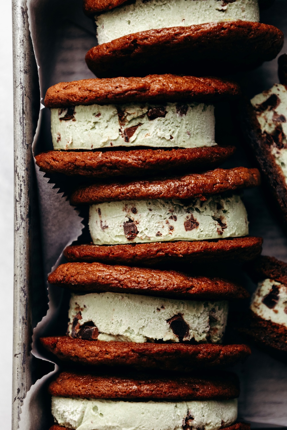 Mint Chocolate Chip Ice Cream Sandwiches (gluten-free + dairy-free)