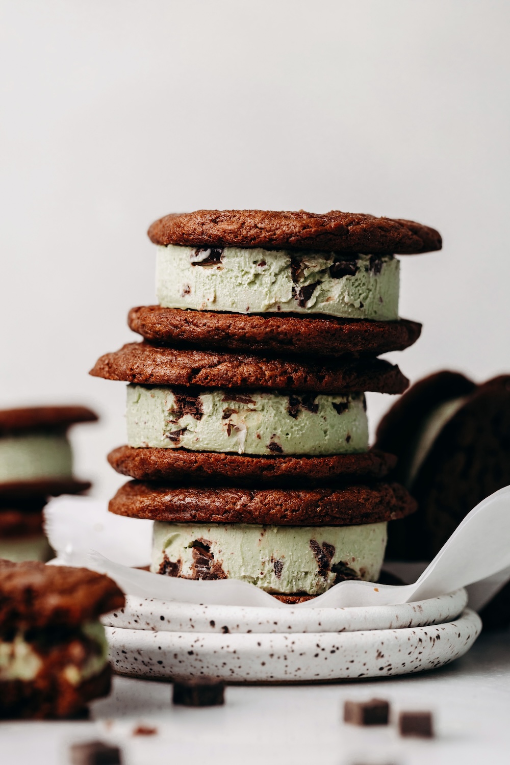 Mint Chocolate Chip Ice Cream Sandwiches (gluten-free + dairy-free)